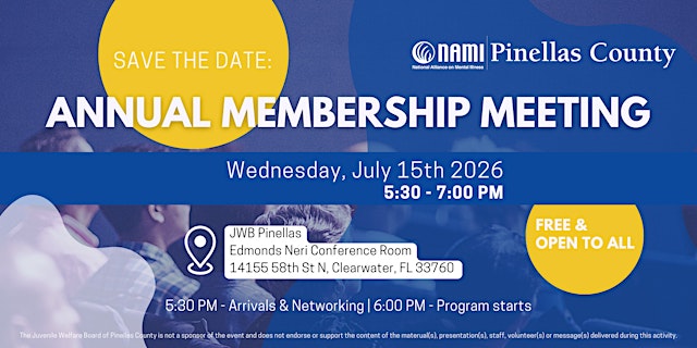 Image principale de NAMI Pinellas County Annual Membership Meeting