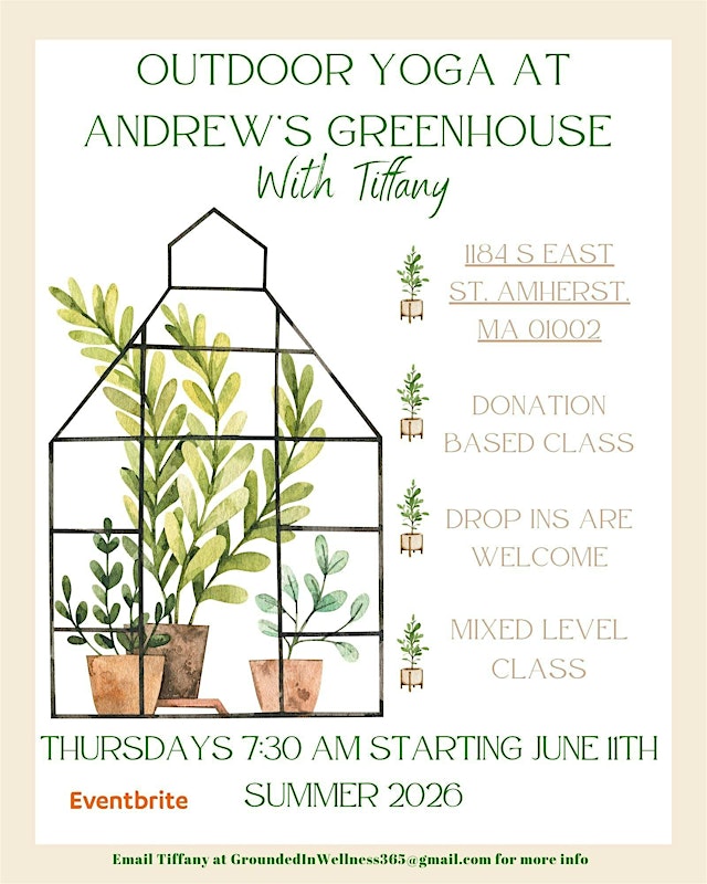 Image principale de Outdoor yoga at Andrew’s Greenhouse With Tiffany