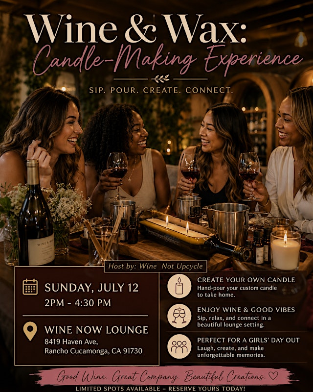 Image principale de Wine & Wax: Candle Making Experience (Wine Now Lounge)