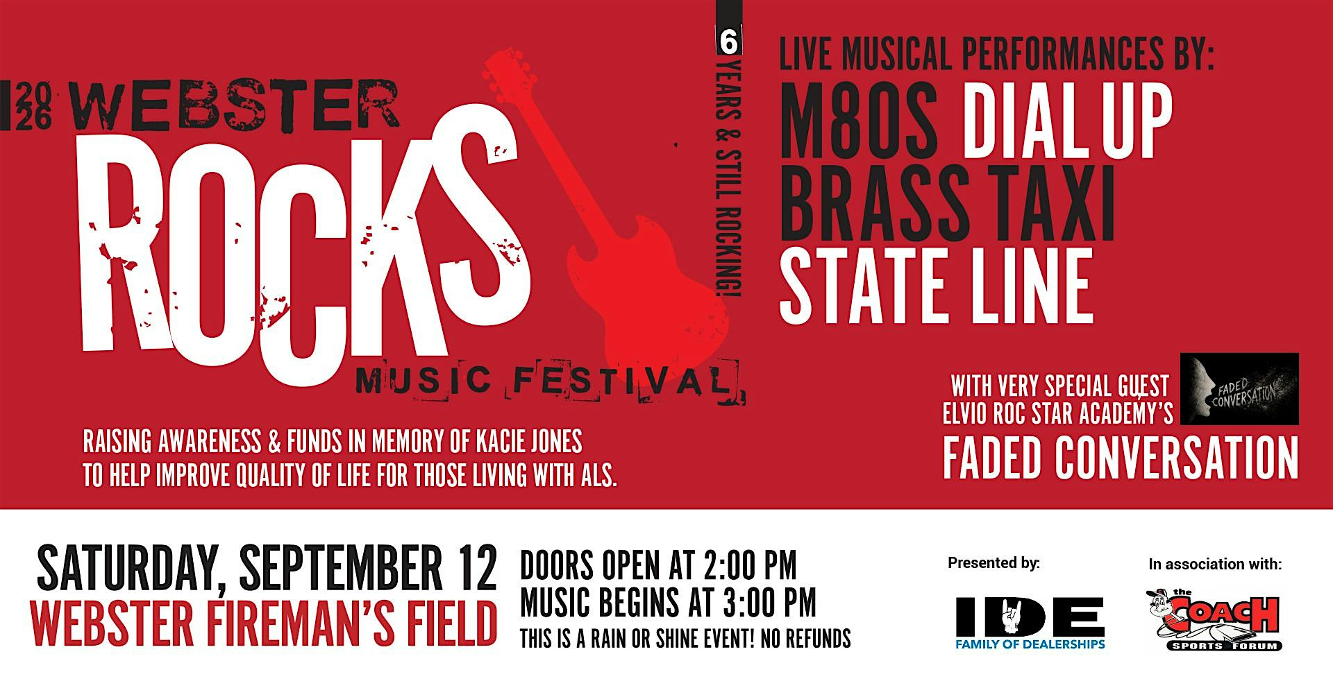Wesbter Rocks ALS 2026 Benefit Festival Saturday September 12th 2026