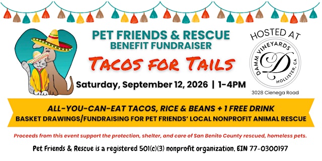 PET FRIENDS & RESCUE "TACOS FOR TAILS" FUNDRAISER primary image