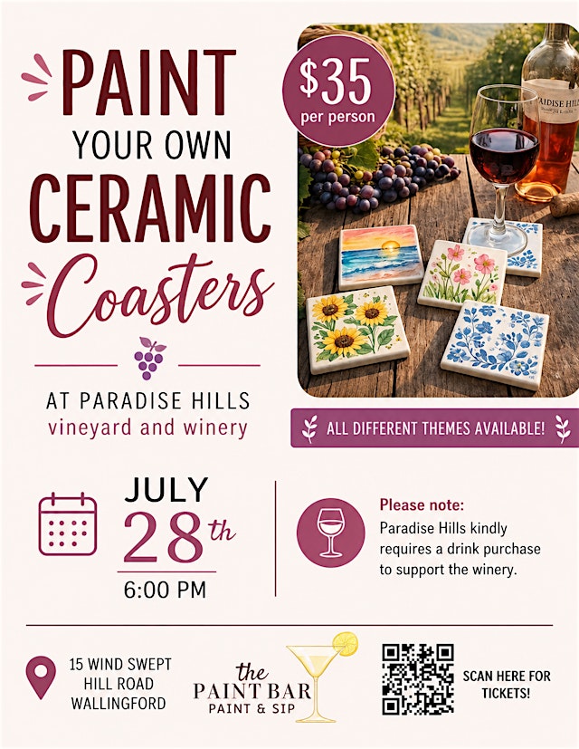 Image principale de Paint Your Own Ceramic Coasters at Paradise Hills Vineyard & Winery