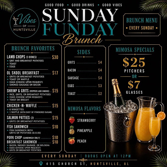 Image principale de Sunday Brunch @ Vibes of Huntsville