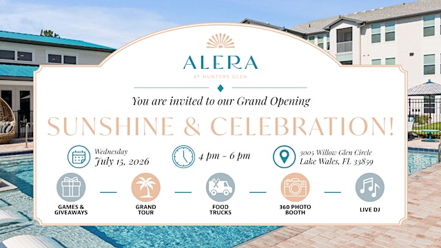 Imagen principal de Grand Opening @ Alera at Hunters Glen Apartments w/ PRIZE GIVEAWAYS