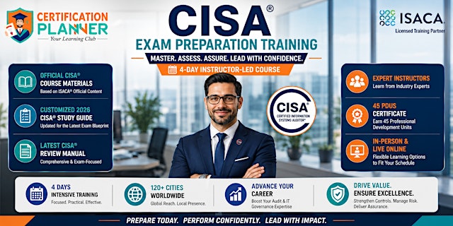 Image principale de Grand Rapids CISA Certification Training | CISA Review Manual & Study Guide