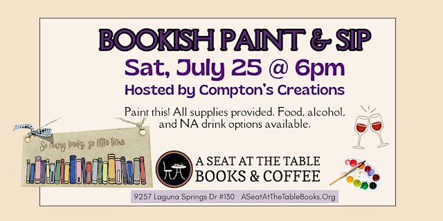 Image principale de Bookish Paint and Sip Party