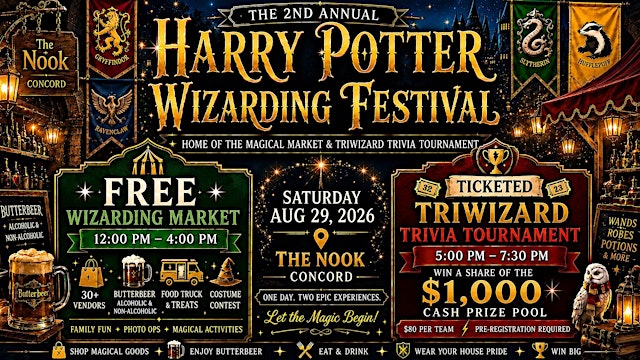 Image principale de 2nd Annual Harry Potter Wizarding Festival | Market & Trivia Tournament