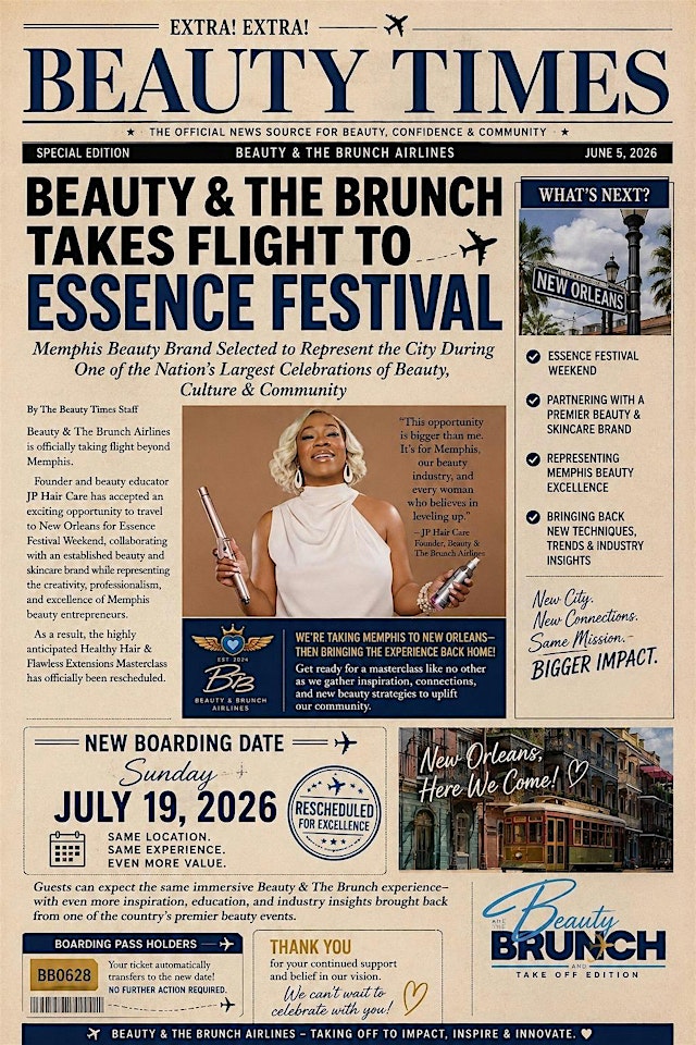 Primaire afbeelding van JP Haircare Presents Beauty & The Brunch: Take Off series