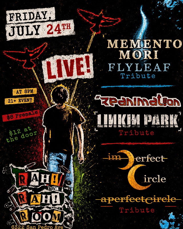 Primaire afbeelding van MEMENTO MORI, REANIMATION & IMPERFECT CIRCLE — Live at Rah! Rah! Room
