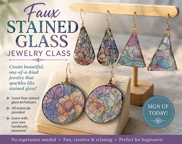 Image principale de Faux Stained Glass Earrings at the Greenhouse!