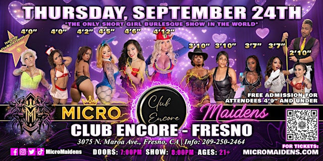 Image principale de Fresno, CA - Micro Maidens: The Show @Club Encore