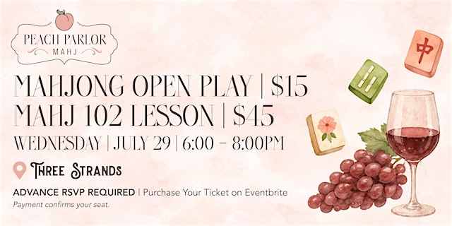 Primaire afbeelding van Open Play Mahjong + Mahj 102 Lessons