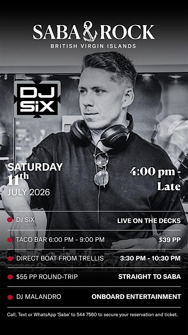 Image principale de DJ-SIX Dance Party -ROUND TRIP FERRY TICKET ONLY- FREE EVENT