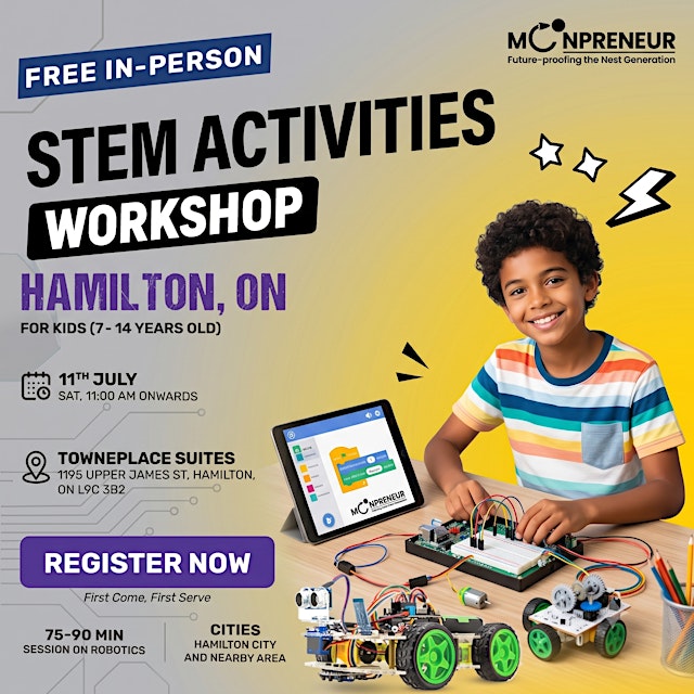 Hauptbild für Free In-person STEM Activities for Kids in Hamilton, ON(7-14 Yrs)