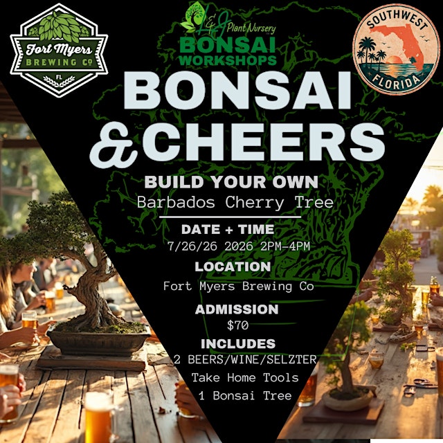 Image principale de Bonsai & Cheers at Fort Myers Brewing Co. | Barbados Cherry Bonsai Tree