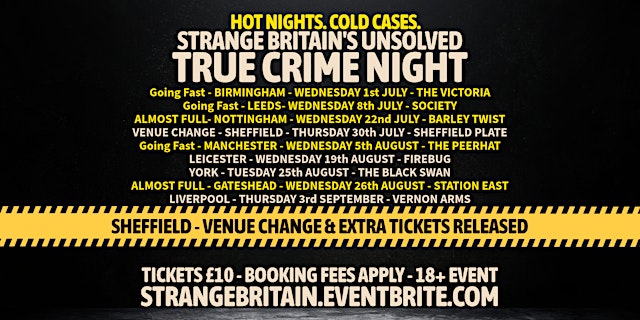 Imagen principal de Sheffield - Strange Britain’s Unsolved - True Crime Night