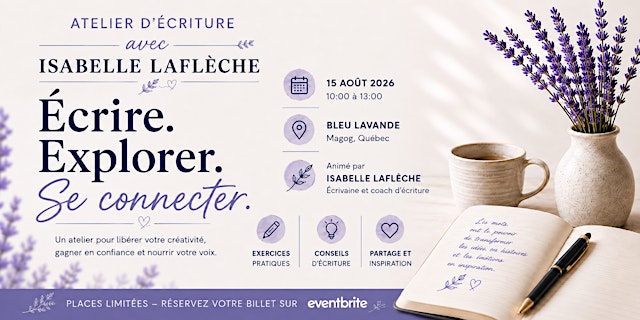 Atelier d'écriture au Bleu Lavande avec Isabelle Laflèche primary image