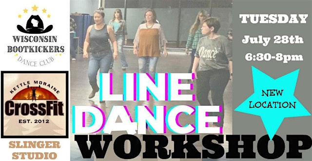 Image principale de Line Dance Lessons Beginner Workshop/Slinger Studio/Tuesday July 28