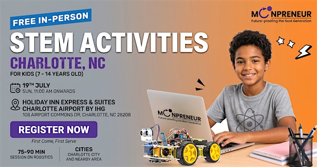 Image principale de Free In-person STEM Activities for Kids in Charlotte, NC (7-14 Yrs)