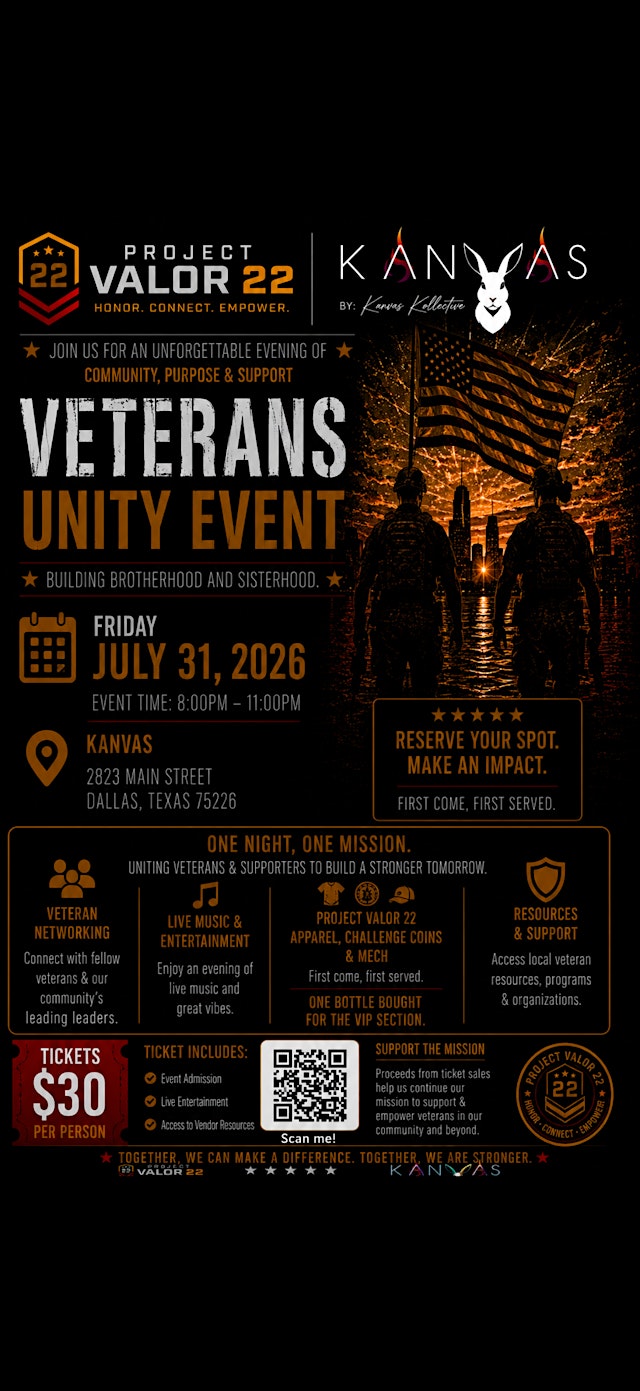 Imagen principal de Project Valor 22 Veteran Event Night
