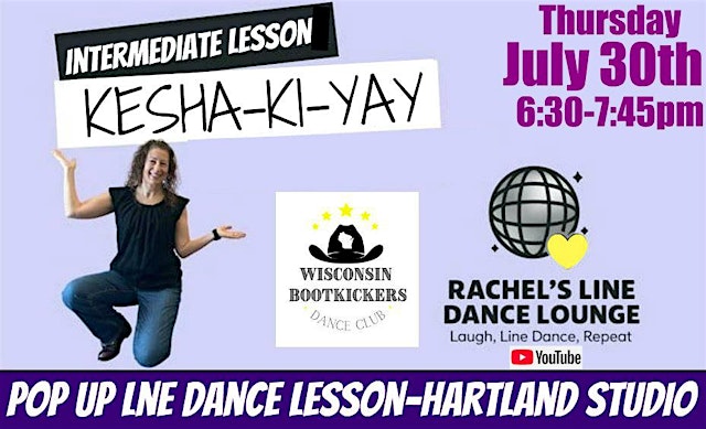 Image principale de Pop Up Line Dance Lesson Intermediate/Hartland Studio/Thursday July 30