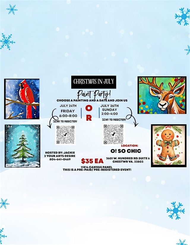 Image principale de Christmas in July Paint Party