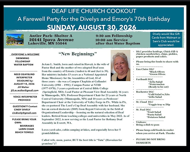 Image principale de DEAF LIFE CHURCH COOKOUT