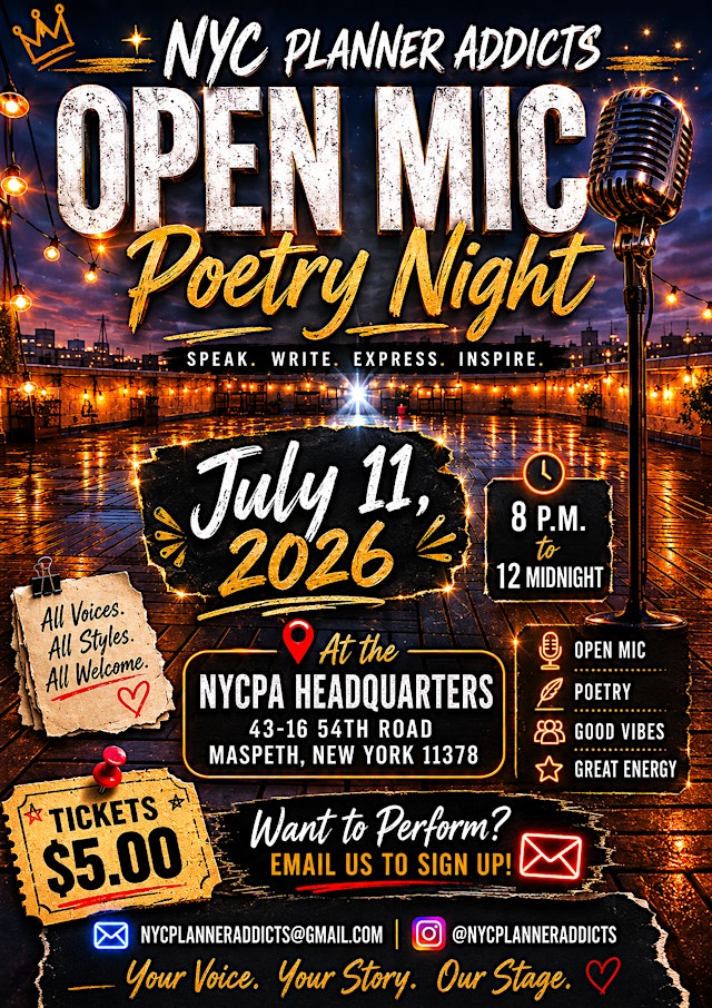 Image principale de ✨ OPEN MIC NIGHT IS COMING TO NYC PLANNER ADDICTS HQ! ✨