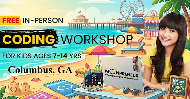 Image principale de Free In-person Coding Class in Columbus, GA For Kids Ages 7-14 Years