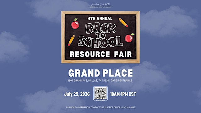 Imagem principal do evento Congresswoman Crockett's Back to School Resource Fair