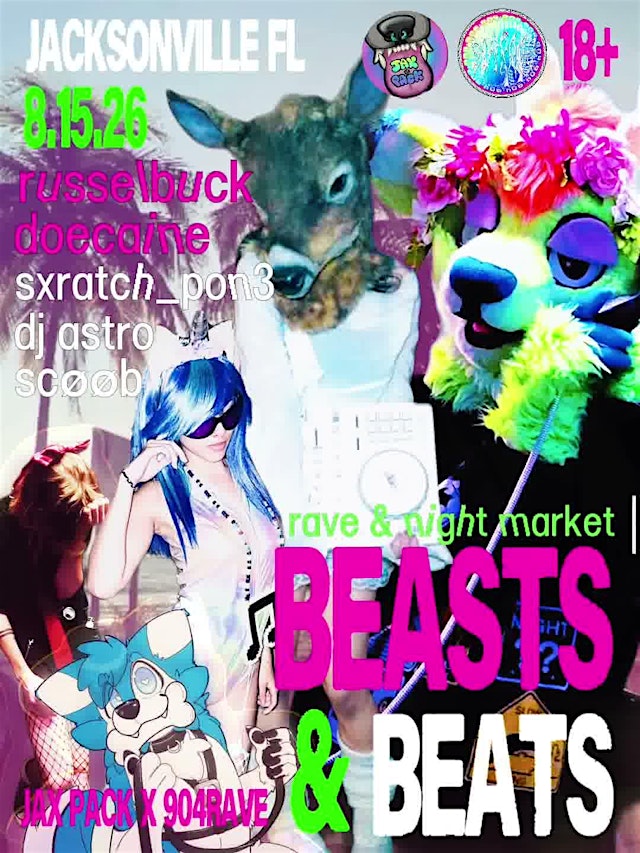 Imagen principal de JAX FL: russel buck + doecaine BEASTS & BEATS RAVE by Jax Pack and 904Rave