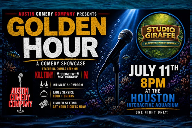 Image principale de GOLDEN HOUR COMEDY SHOW at The Houston Interactive Aquarium.
