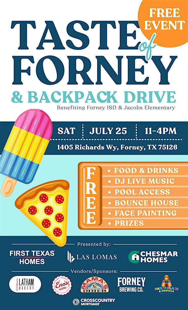Image principale de Taste of Forney & Backpack Drive
