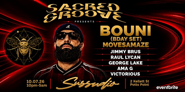 Primaire afbeelding van SACRED GROOVE @SUSSUDIO FT.BOUNI// JULY 10