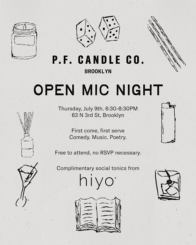 Open Mic Night @ P.F. Candle Co. Brooklyn primary image