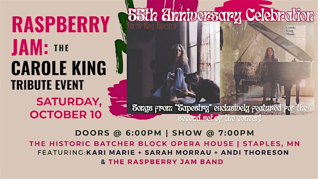 Image principale de Raspberry Jam: the Carole King tribute concert celebrating Tapestry & Music