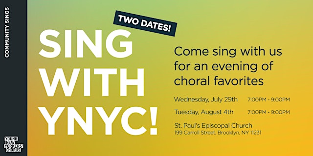 Imagen principal de YNYC 2026 Summer Community Sings