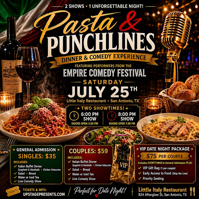 Image principale de Pasta & Punchlines: Dinner & Comedy Experience