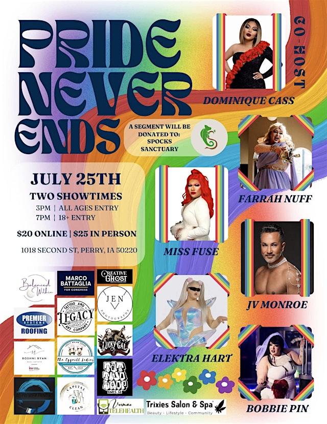 Image principale de Pride Never Ends : A Two Show Drag Celebration in Perry, IA