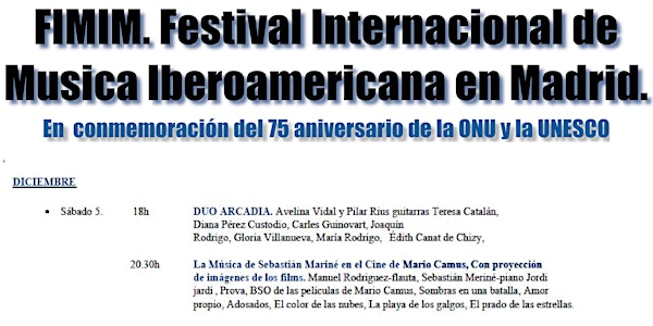 Festival internacional de Música Iberoamericana en Madrid (5/12/20 20.30h)