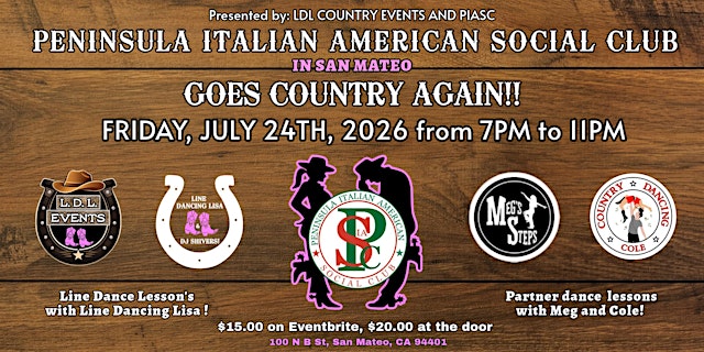 COUNTRY NIGHT AT PIASC in San Mateo! primary image