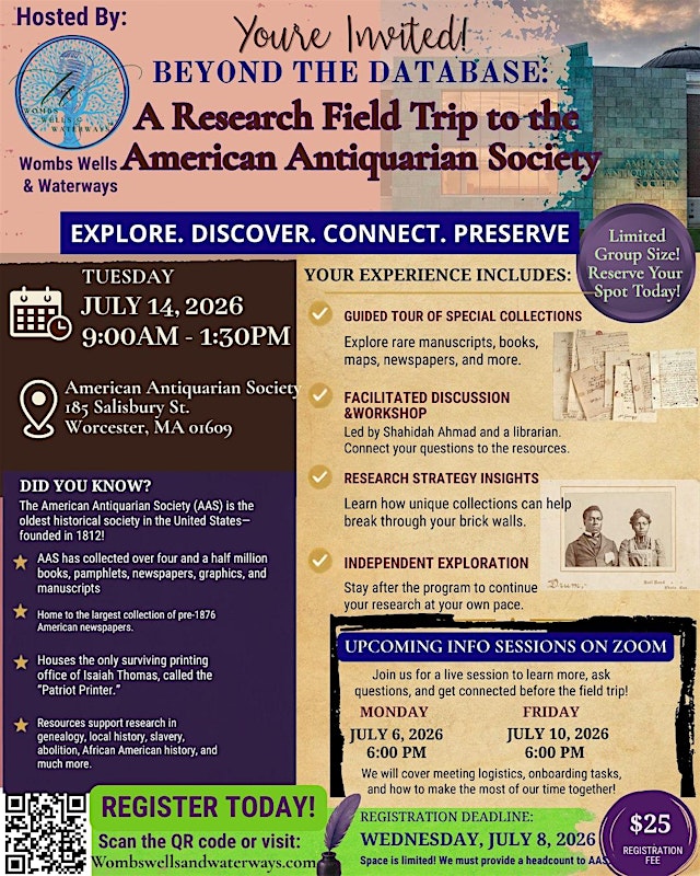Image principale de BEYOND THE DATABASE: RESEARCH & FAMILY HISTORY FIELD TRIP
