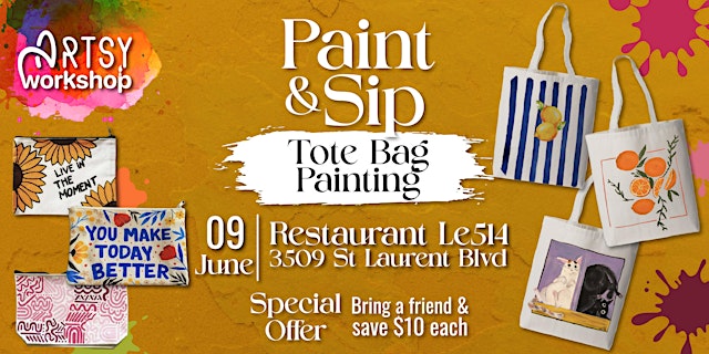 Image principale de Paint & Sip | Tote Bag Painting Edition
