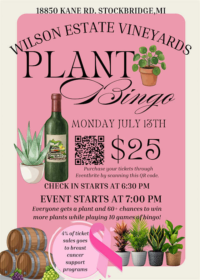 Image principale de Plant Bingo at Wilson’s Vineyard in Stockbridge / 80+ houseplants won!