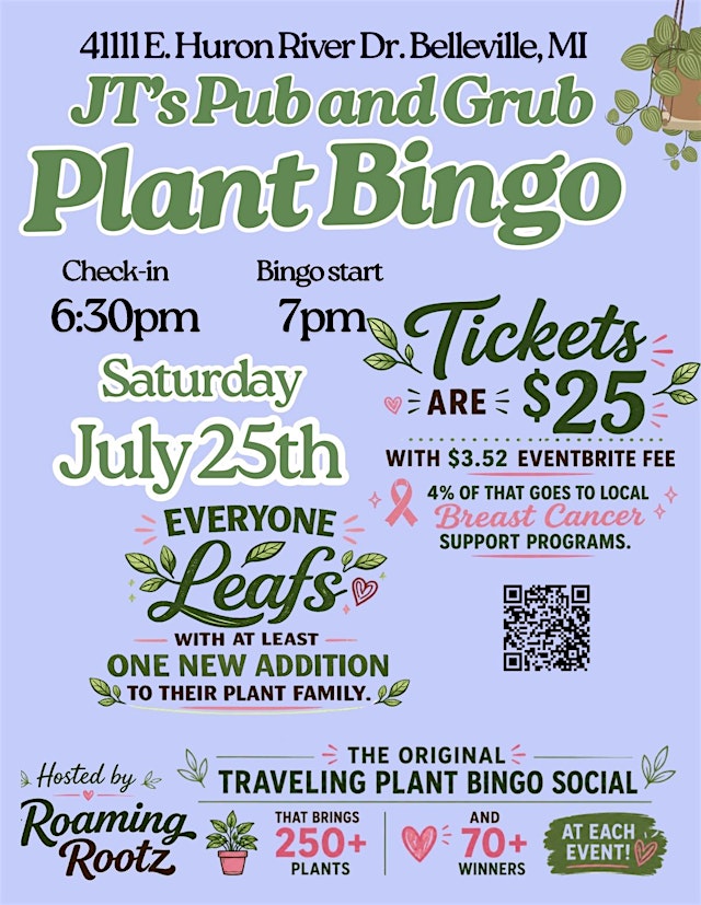 Image principale de Plant Bingo at JTs Pub and Grub in Belleville / 80+ houseplants won!
