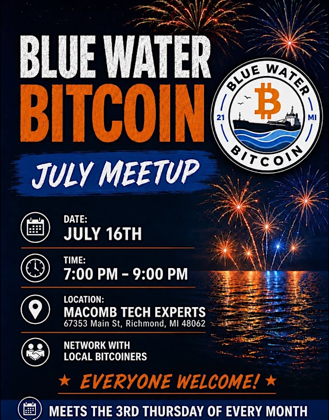 Imagen principal de Blue Water Bitcoin July Meetup