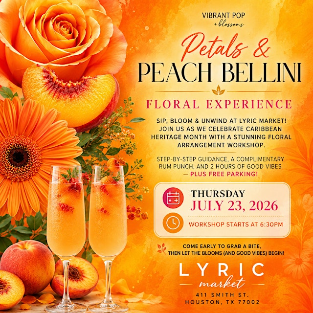 Image principale de PETALS & PEACH BELLINI *Sip n Bloom* Floral Experience Workshop