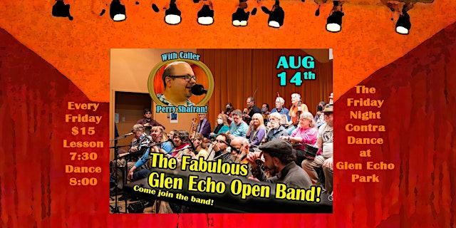 Image principale de Contra Dance with Perry Shafran & The Fabulous Glen Echo Open Band!