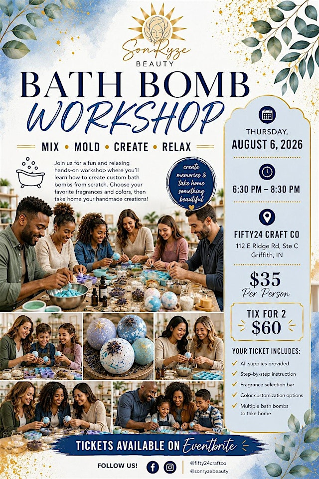 Image principale de Bath Bomb Workshop at Fifty24 Craft Co