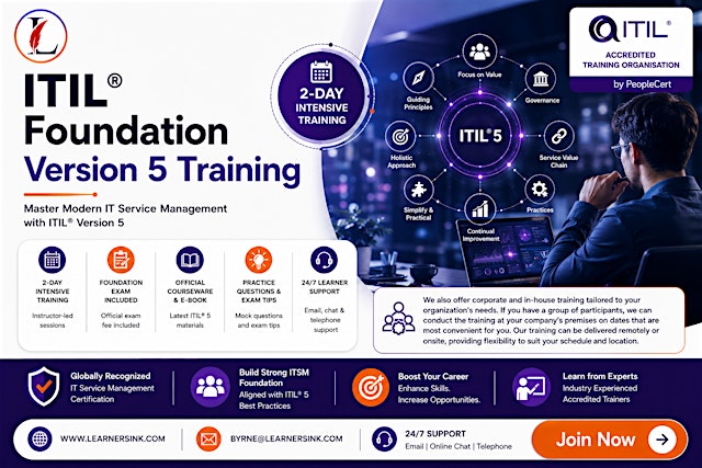 Image principale de Upcoming ITIL 5 Foundation Course in West Valley City, UT – Limited Slots